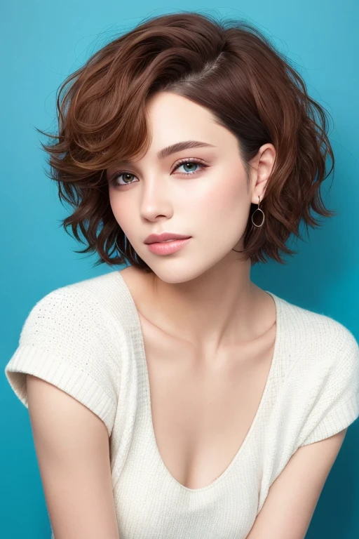 [Stable Diffusion] rambut pendek rambut bergelombang wanita cantik [Realistis]