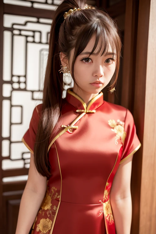 [Stable Diffusion] rambut panjang poni ekor kuda gadis cantik Karya masterpiece Cina gaun Cina gaun [Realistis]