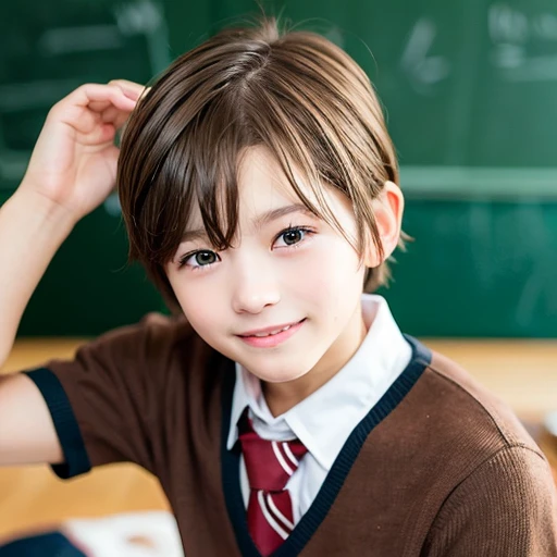 [Stable Diffusion] rambut pendek tertawa seragam sekolah anak laki-laki cantik anak laki-laki [Realistis]