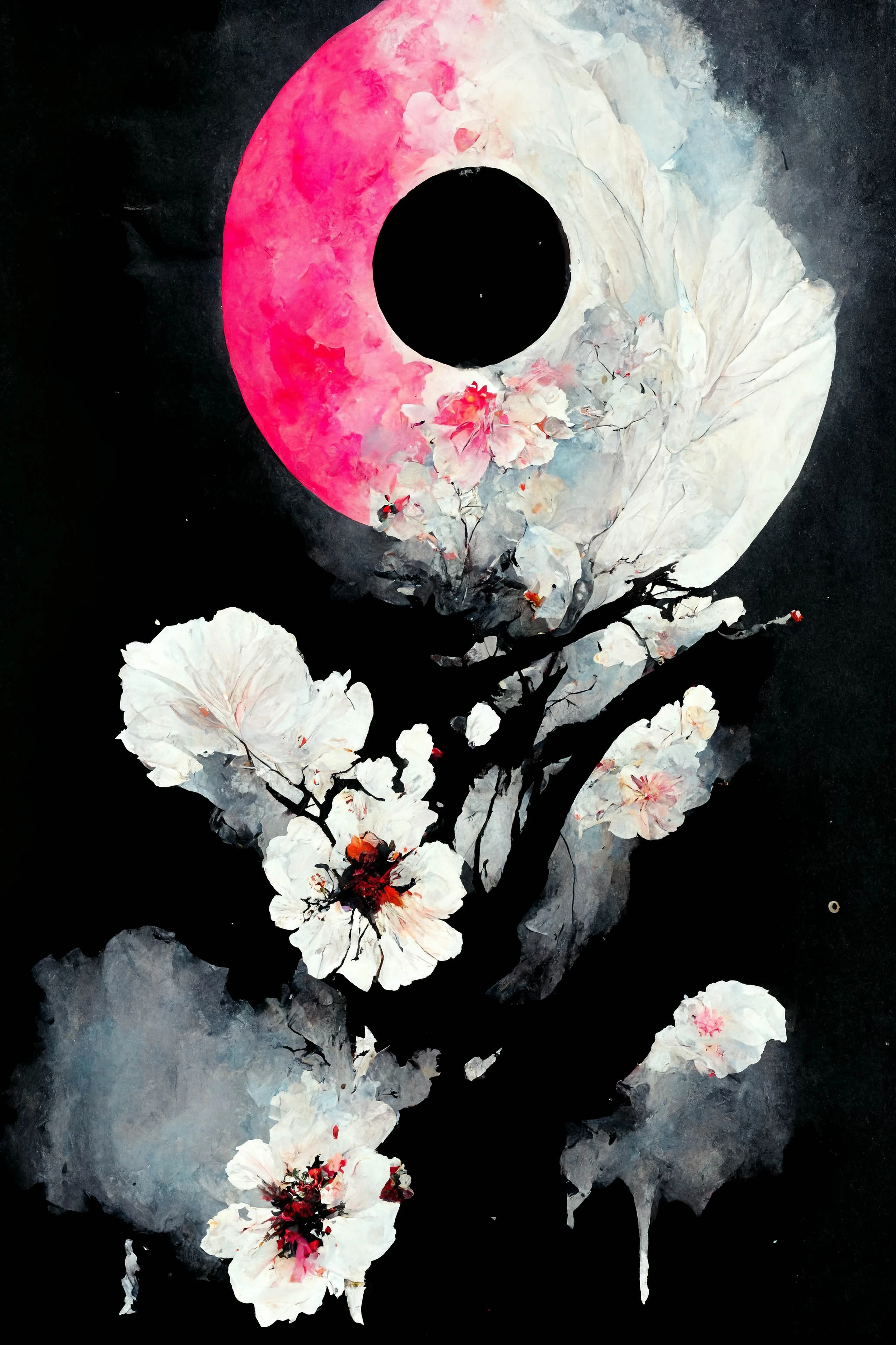 [Midjourney] Bunga Sakura Gila abstrak Sedih bulan [Realistis]