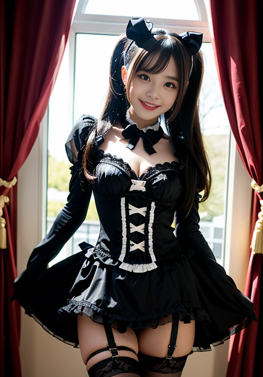 [Stable Diffusion] sabuk beberapa pose wanita tertawa Lolita gothic Sabuk garter [Realistis]