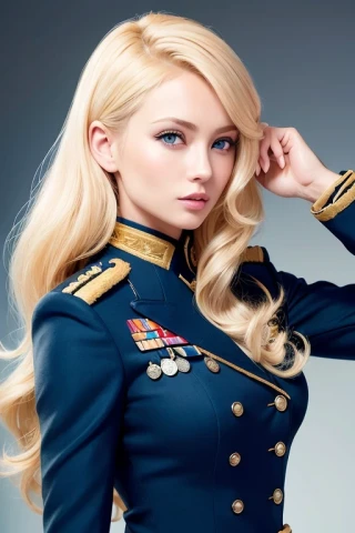 rambut sedang, wanita cantik, Karya masterpiece, seragam militer
