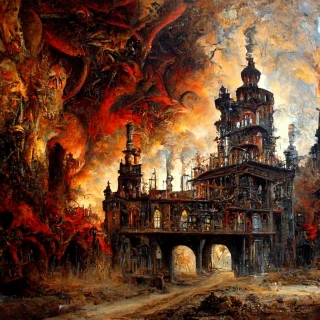 lukisan minyak, Fantasi, reruntuhan