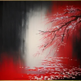 lukisan minyak, Bunga Sakura, Jepang, abstrak, Sedih, Kesedihan