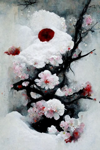 Bunga Sakura, Jepang, Ketakutan, abstrak, Salju