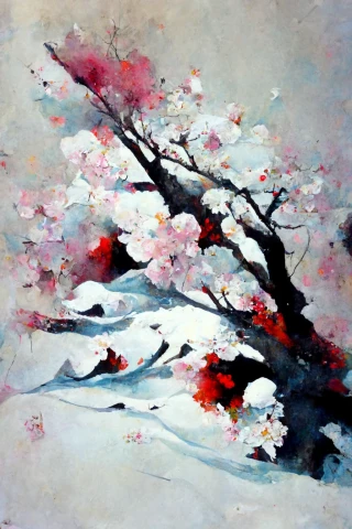 Bunga Sakura, Jepang, Kegilaan, abstrak, Salju