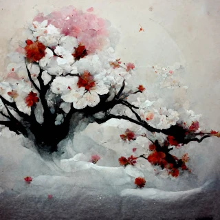 Bunga Sakura, Jepang, Ketakutan, abstrak, Salju
