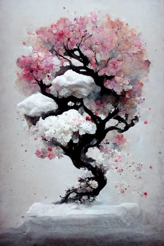 Bunga Sakura, Jepang, Bonsai, Kegilaan, abstrak, Salju