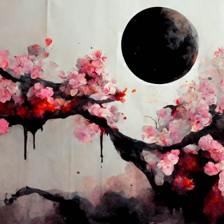Bunga Sakura, Gila, abstrak, Sedih, bulan
